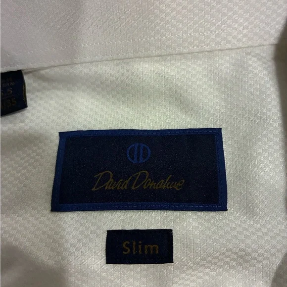 NWOT David Donahue White Broadcloth French Cuff Slim Cut Dress Shirt Size  15.5